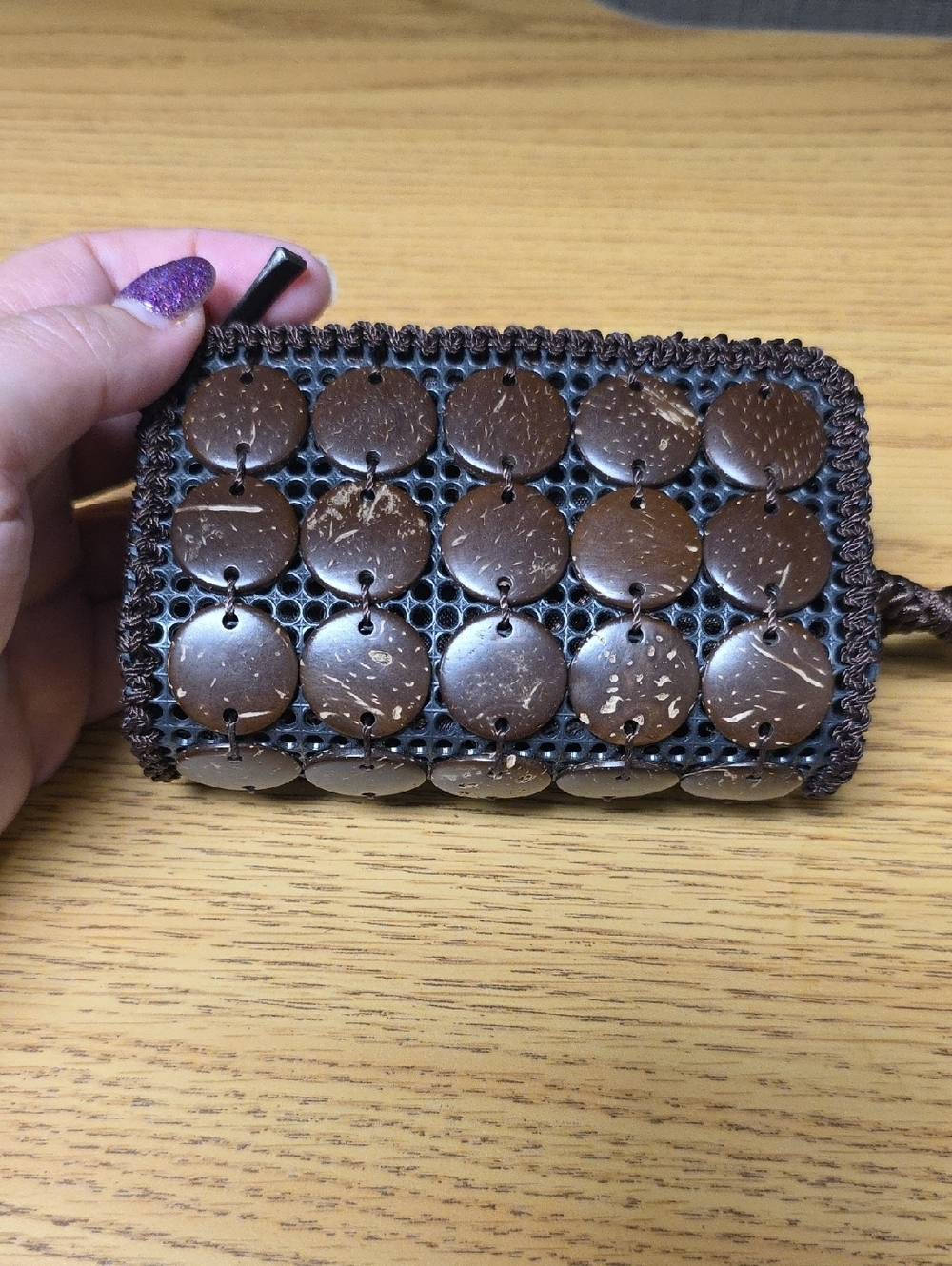 Handcrafted Brown Floral Wristlet Pouch - Jamaica - Picture 6 of 6